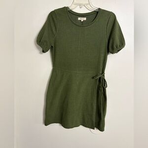 Madewell Olive Green Puff Sleeve wrap Dress Size Small